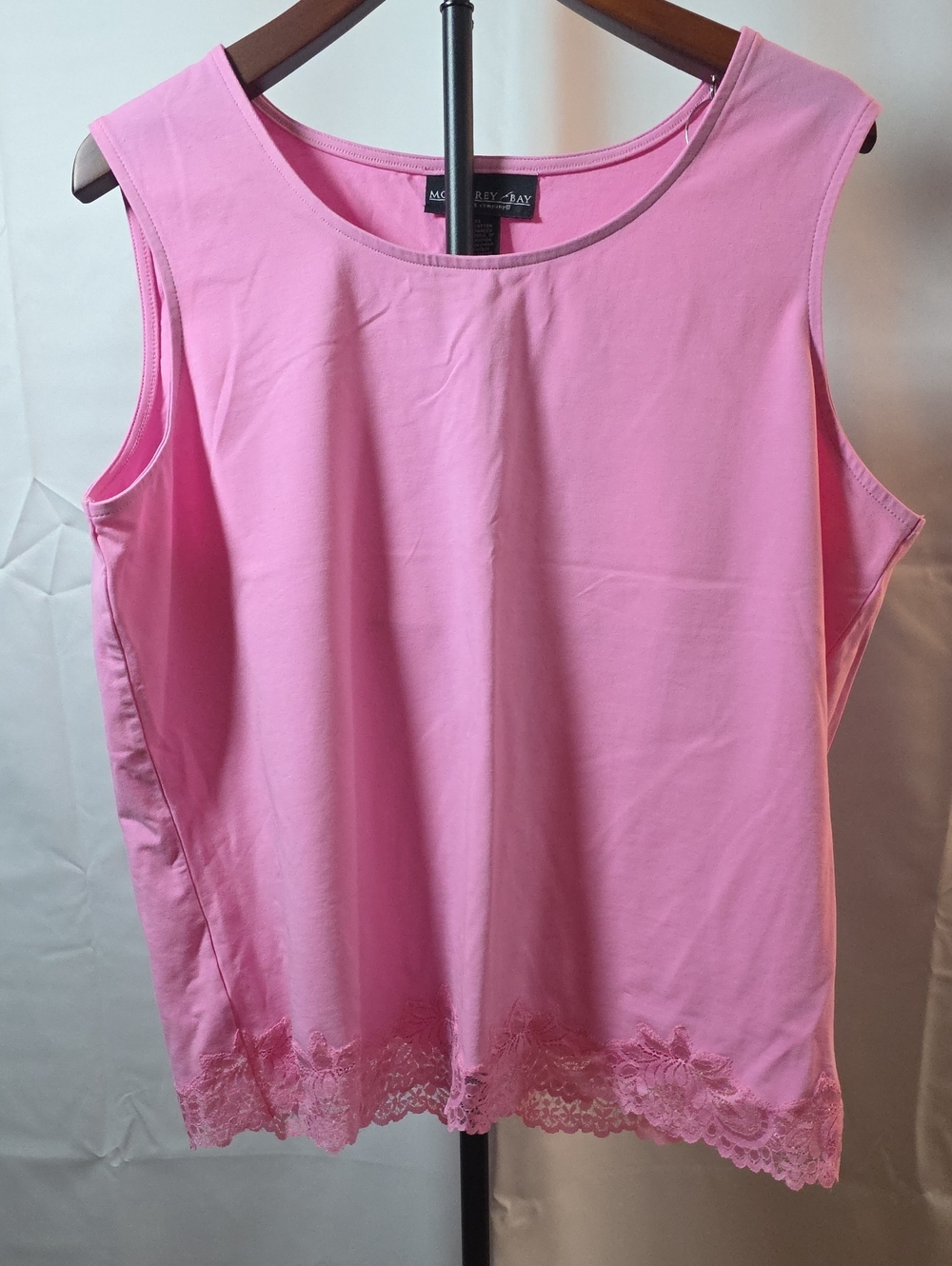 Monterey Bay Pink Lace-Hem Tank Top